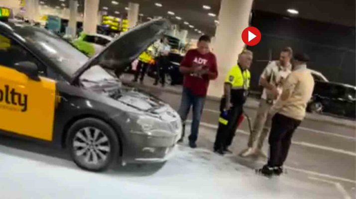 Taxi arde en El Prat: fallan los extintores y crece la indignación