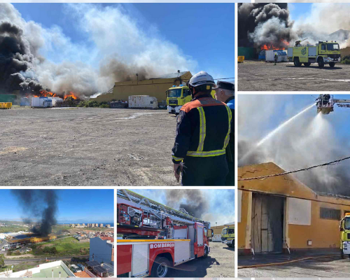 Desastre en Telde: nave industrial se derrumba tras fuerte incendio